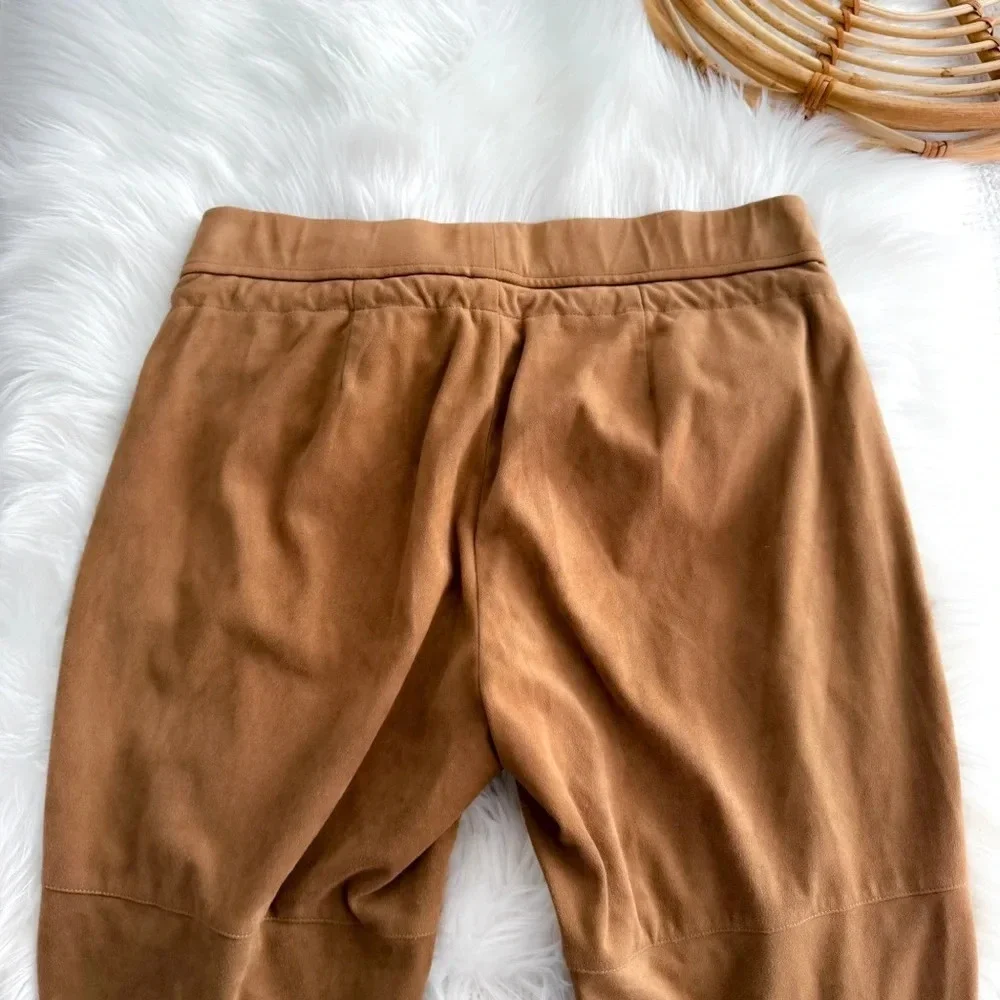 Raffaello Rossi Faux Suede Candice Jogger Pants Drawstrings Camel Brown